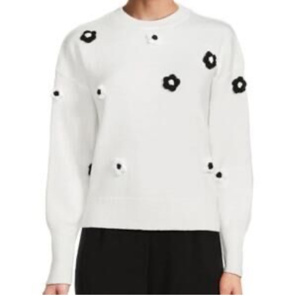 NANETTE LEPORE Black Floral Appliqué Pullover Sweater xs